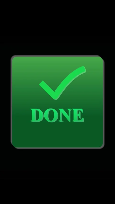 Green square button featuring check mark and DONE text for visual confirmat.. Stock Footage 321725476