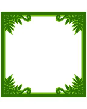 Green square frame with plant elements, vignette with leaves - vector template 스톡 일러스트