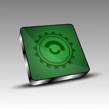 Green square with gear Illustrazione stock