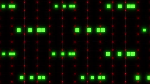Green square grid pattern on black background Stock Footage 317145823