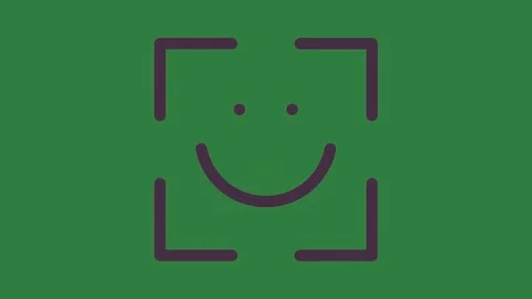 A green square icon with smiling face and background screen isolated on green Stock Footage 336954849