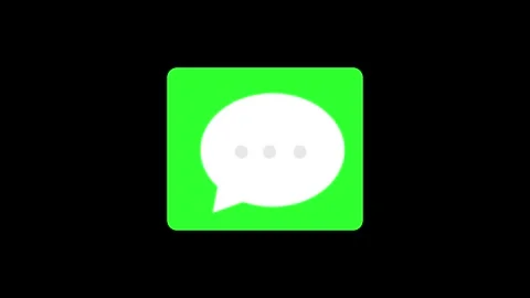Green square icon with a white speech bubble on a black background chat mes.. Stock Footage 330346756