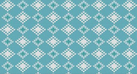 Green square knitted pattern, Festive Sweater Design. Seamless Knitted Patter Illustrazione stock
