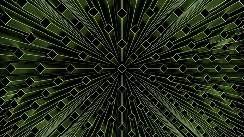 Green square lines. Design.Dark background with green jumping patterns rising in 스톡 일러스트