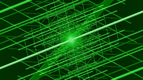 Green Square of Lines Rotation Stock Footage 100690079