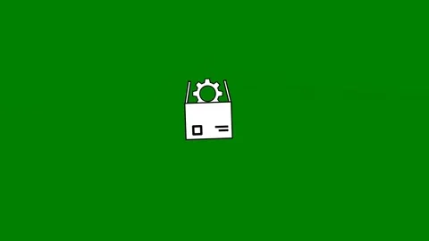 Green square in middle house screen box computer icon bag top green screen Stock Footage 314068411