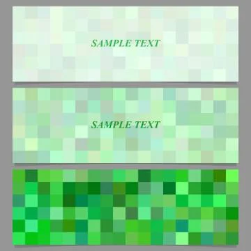 Green square mosaic pattern banner background set Ilustração Stock