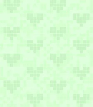 Green square pattern with hearts. Seamless vector background Stock Illustration