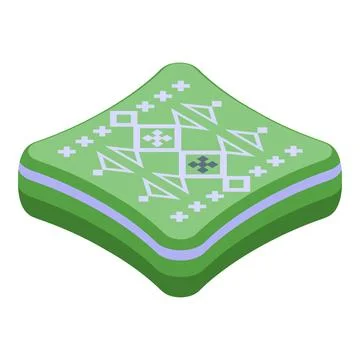 Green square pillow with geometric pattern is being used for sleeping Illustrazione stock