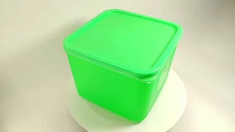 Green square plastic jar 2 Stock Footage 328490586