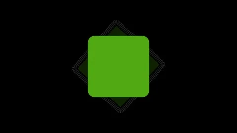 Green Square Shape Overlapping a Zipper- Like Diamond Pattern on Black Back.. Stock Footage 321586753