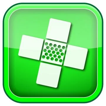 Green square shiny icon Stock Illustration