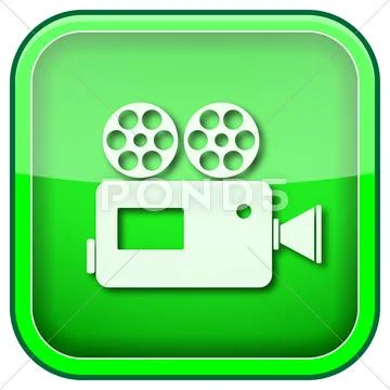 Green square shiny icon Stock Illustration