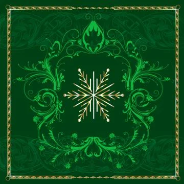 Green Square Snowflake Stock Illustration