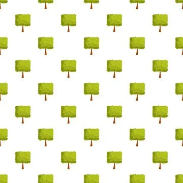 Green square topiary trees seamless pattern background Stock Illustration