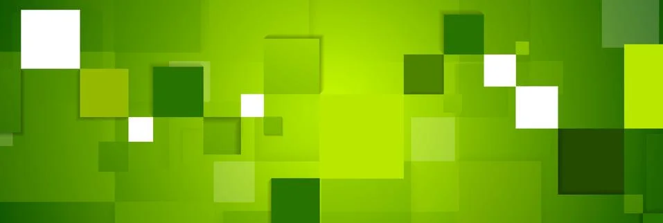 Green squares abstract tech web banner design Illustrazione stock