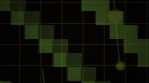 Green squares on black background grid. Stock Footage 334886507
