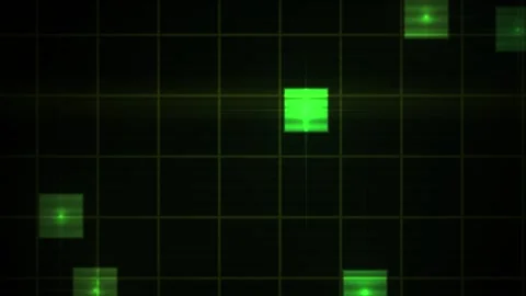 Green squares on black grid background. Stock Footage 340034748