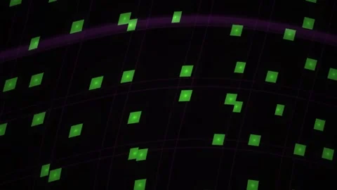Green Squares on a Dark Grid Network Background in Fast Motion for Tech Visua Stock Footage 343722953