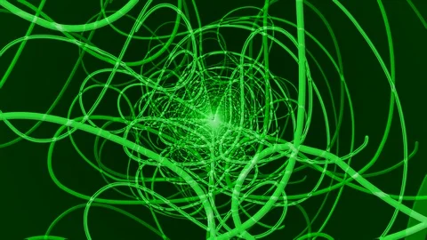 Green Squiggle Line 01 Rotation Stock Footage 100700858