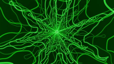 Green Squiggle Star Rotation Stock Footage 100850552