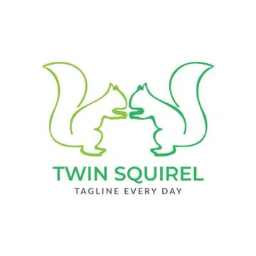 Green Squirrel logo design template 스톡 일러스트