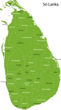 Green Sri Lanka map Stock Illustration