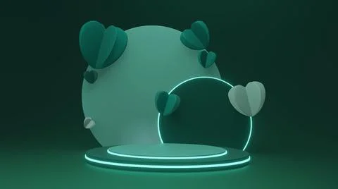 Green stage setup with hearts Stock Illustration