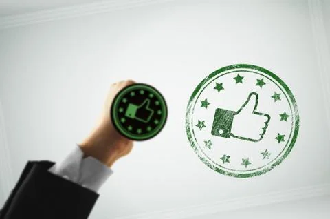 Green stamp thumbs-up Stock Illustration