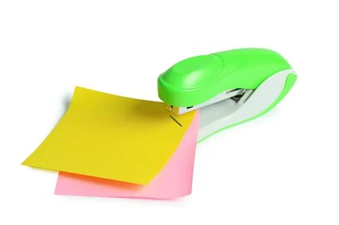 Green stapler isolated on white background Stock Photos