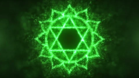 Green star and circle chakra animation in 3d Stock Footage 233764164