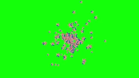 Green Star and Screen and Fire on Green Screen Background Horizontal 16:9 Stock Footage 339444392