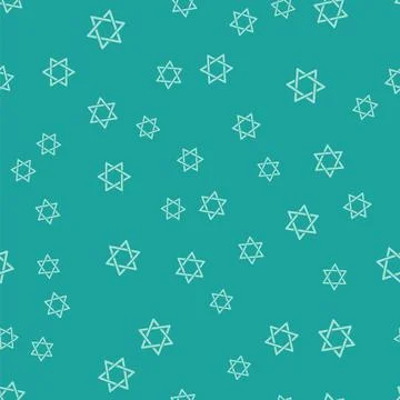 Green Star of David icon isolated seamless pattern on green background. Jewish Stock Illustration