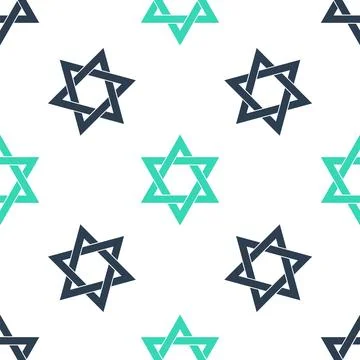 Green Star of David icon isolated seamless pattern on white background. Jewish Stock Illustration