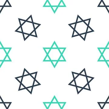Green Star of David icon isolated seamless pattern on white background. Jewish Stock Illustration