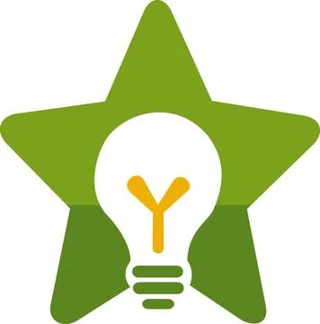 Green star icon with creative lightbulb idea symbol Stock Illustration