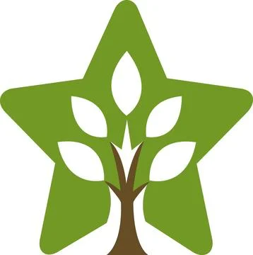Green star icon with growing tree nature symbol Illustration