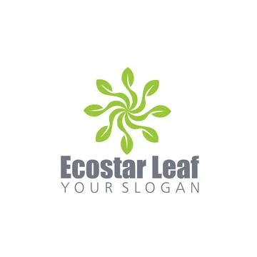 Green star leaf. Vector logo icon template Stock Illustration