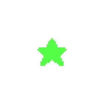 Green star pixel art Y2K vector icon, retro star squared contour, game rating or Stock Illustration