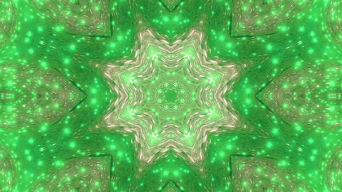 Green star shape 3d illustration vj loop kaleidoscope pattern motion design club Stock Footage 160837763