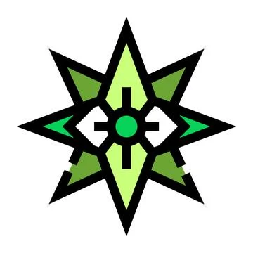 Green star shape geometric compass symbol design Stock Illustration