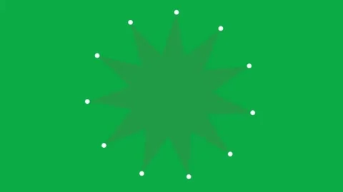 Green star shape rotation with white dots animation on green screen background Stock Footage 332151303