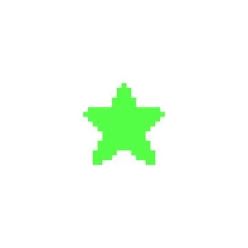 Green star Y2K vector icon pixel art, retro star squared contour, game rating or Illustrazione stock