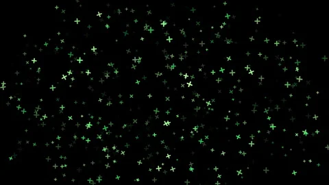 Green Starry Night A Mesmerizing Pattern Of Floating On A Black Background Stock Footage 338220221