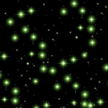 Green stars float on black background illustration abstract Stock Illustration