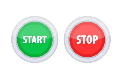 Green Start and Red Stop Button. Press button icon Stock Illustration