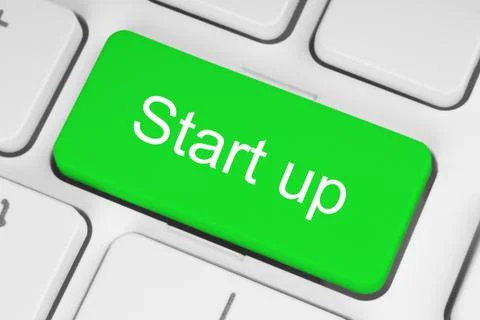 Green start up button. Foto stock