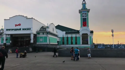 A green station building Stock Footage 93359854