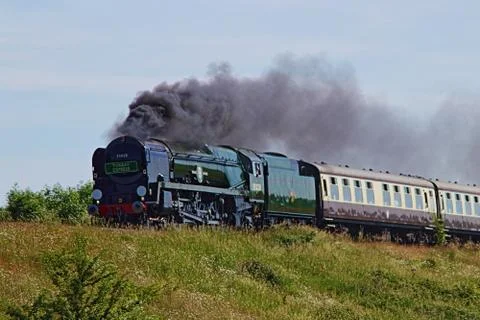 Green steam engine Stock Photos