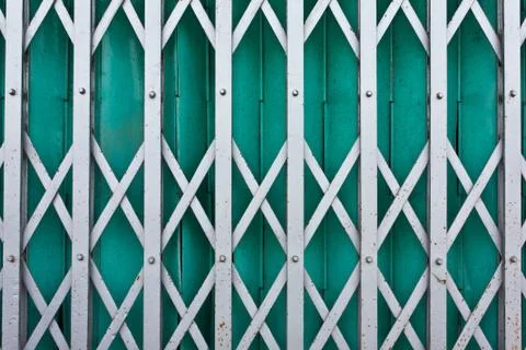 Green steel shutter gate Stock Photos